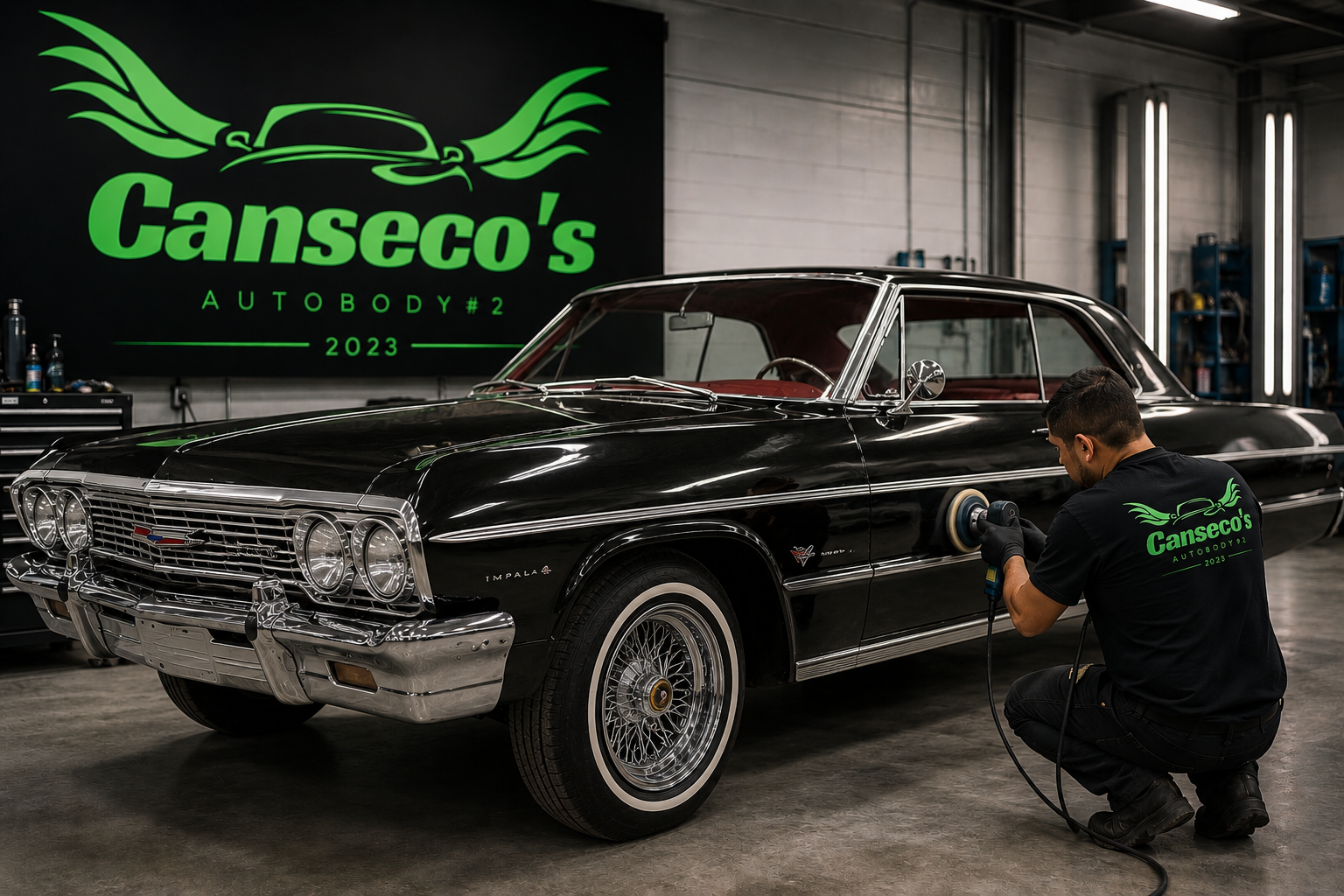 Classic car undergoing professional restoration